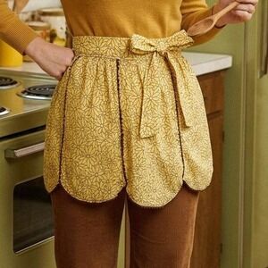 🌼TRUE VINTAGE 1970s Floral Daisy Half Apron Ric Rac Trim OS (Modern S-L)